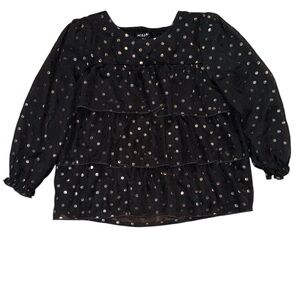 Cat & Jack Black and Gold Polka Dot Kids Blouse